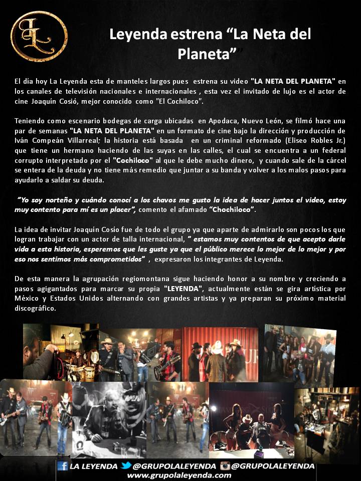 La Leyenda estrena "La neta del planeta"