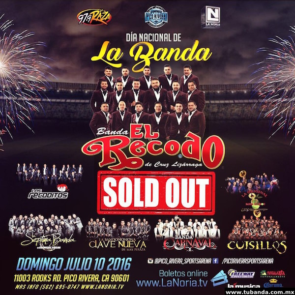 La Banda El Recodo de nueva cuenta consigue un logro más en su Carrera; logrando otro SOLD OUT en Pico Rivera Sports Arena