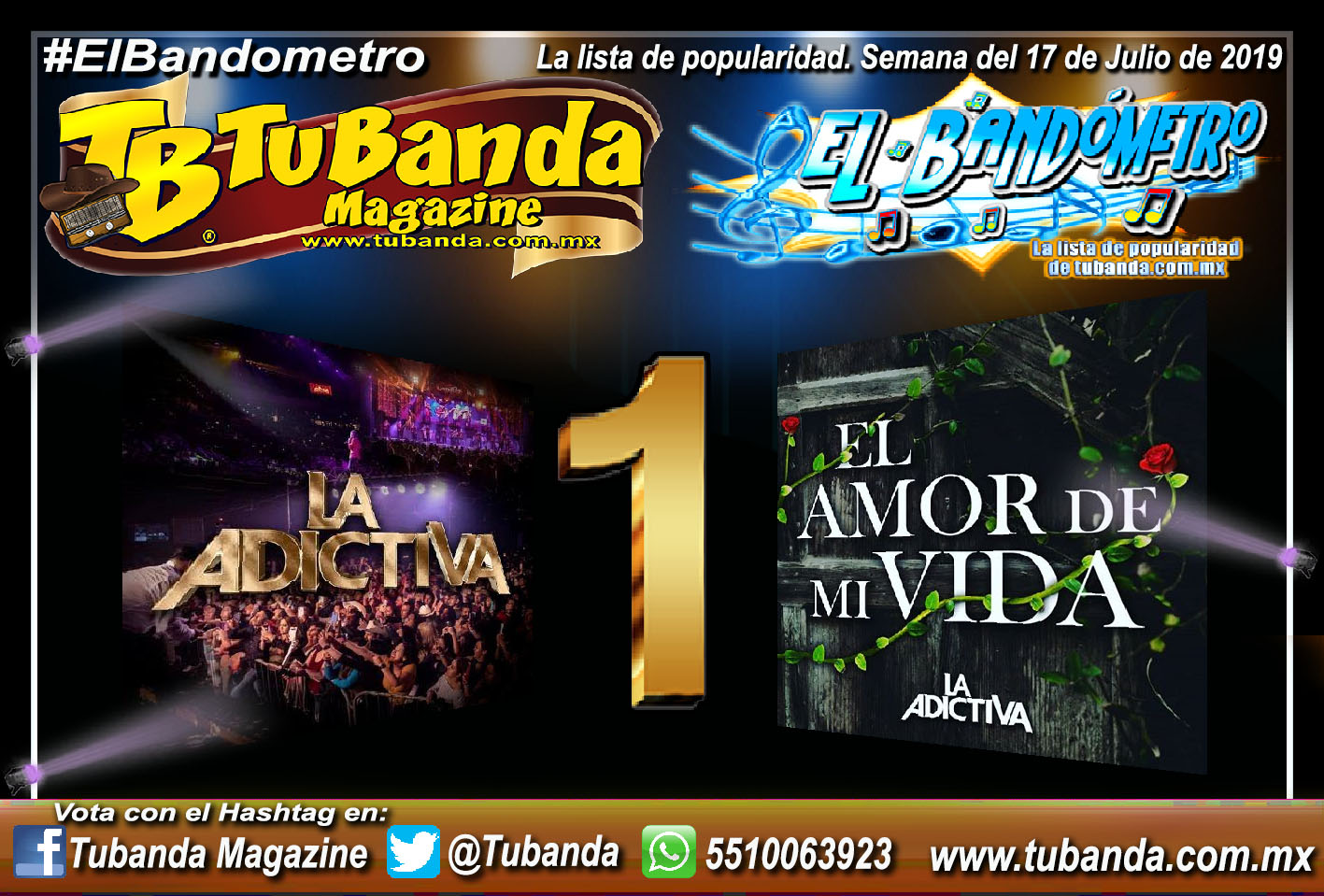 Este es El Bandómetro, nuestra lista de popularidad de la semana del 17 de julio 2019, los 15 primeros lugares de Tubanda Magazine